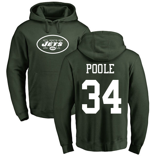 New York Jets Men Green Brian Poole Name and Number Logo NFL Football #34 Pullover Hoodie Sweatshirts->new york jets->NFL Jersey